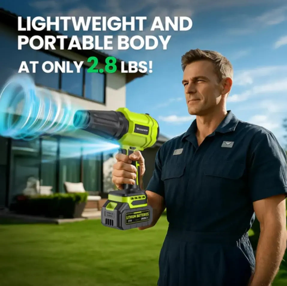 【Fathersdaygift】Yuquesen Cordless Leaf Blower, Handheld Leaf Blower with 2 X 4.0Ah Batteries & Charger, Lightweight Leaf Blowers for Patio Cleaning, Lawn Care, Leaves, Dust - Light Green,#Summervibes