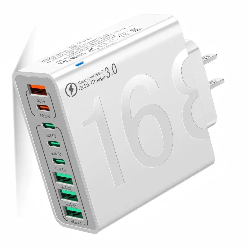 8-Port Fast Charging USB Hub with 4 USB-C and 4 USB-A Ports for Phones, Tablets, and More