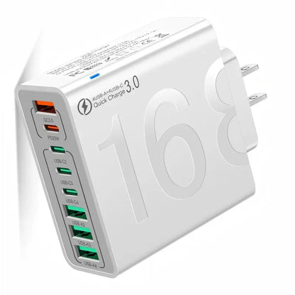 8-Port Fast Charging USB Hub with 4 USB-C and 4 USB-A Ports for Phones, Tablets, and More