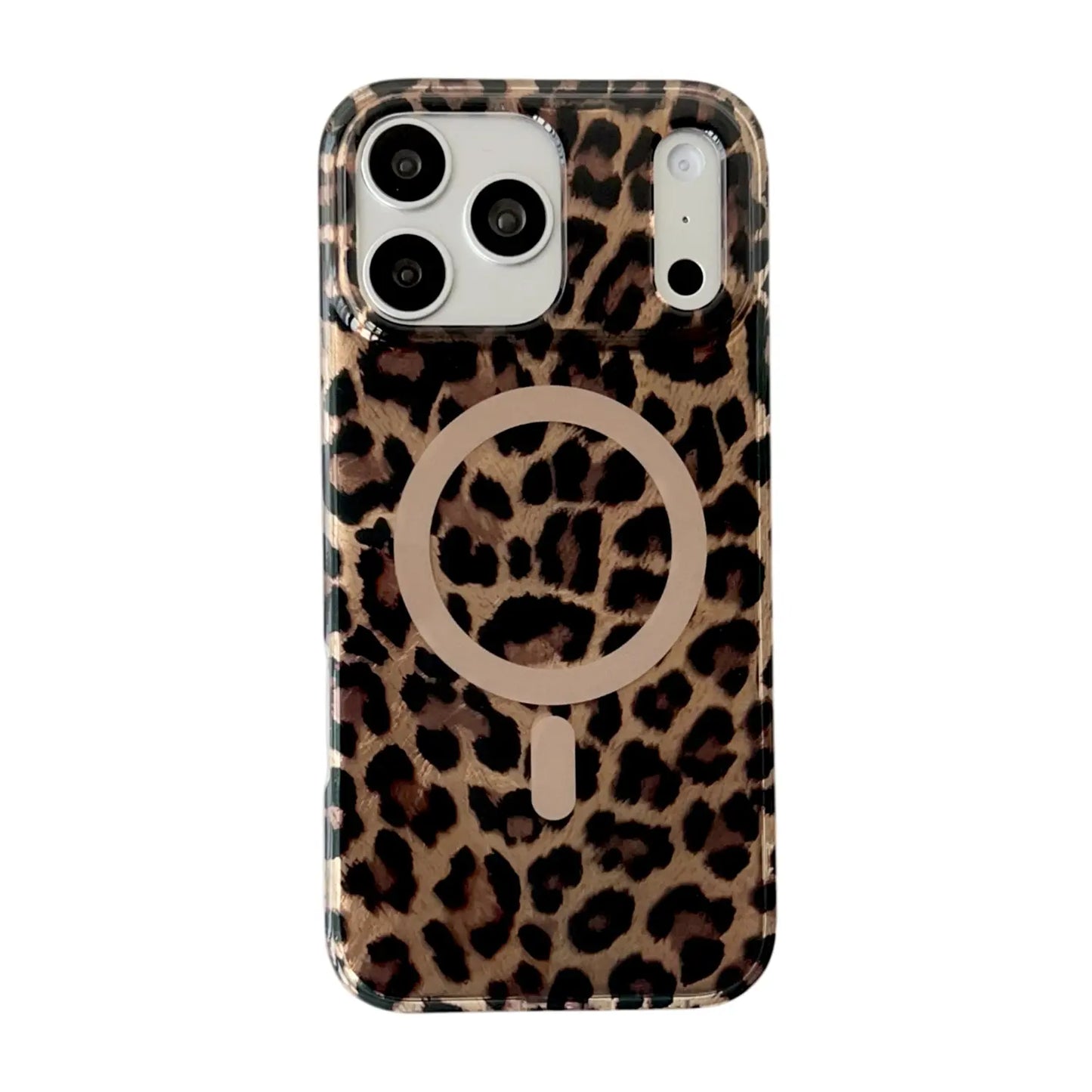 Leopard Cheetah Animal Print Phone Case for Iphone 17 Pro Max/17 Air/16 Pro 15 14 plus 13,Magnetic Cute Sparkle Glossy Silicone Shockproof Protective Cover for Women Men