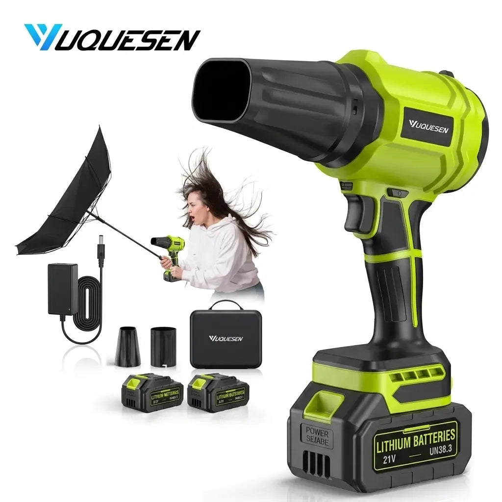 【Fathersdaygift】Yuquesen Cordless Leaf Blower, Handheld Leaf Blower with 2 X 4.0Ah Batteries & Charger, Lightweight Leaf Blowers for Patio Cleaning, Lawn Care, Leaves, Dust - Light Green,#Summervibes