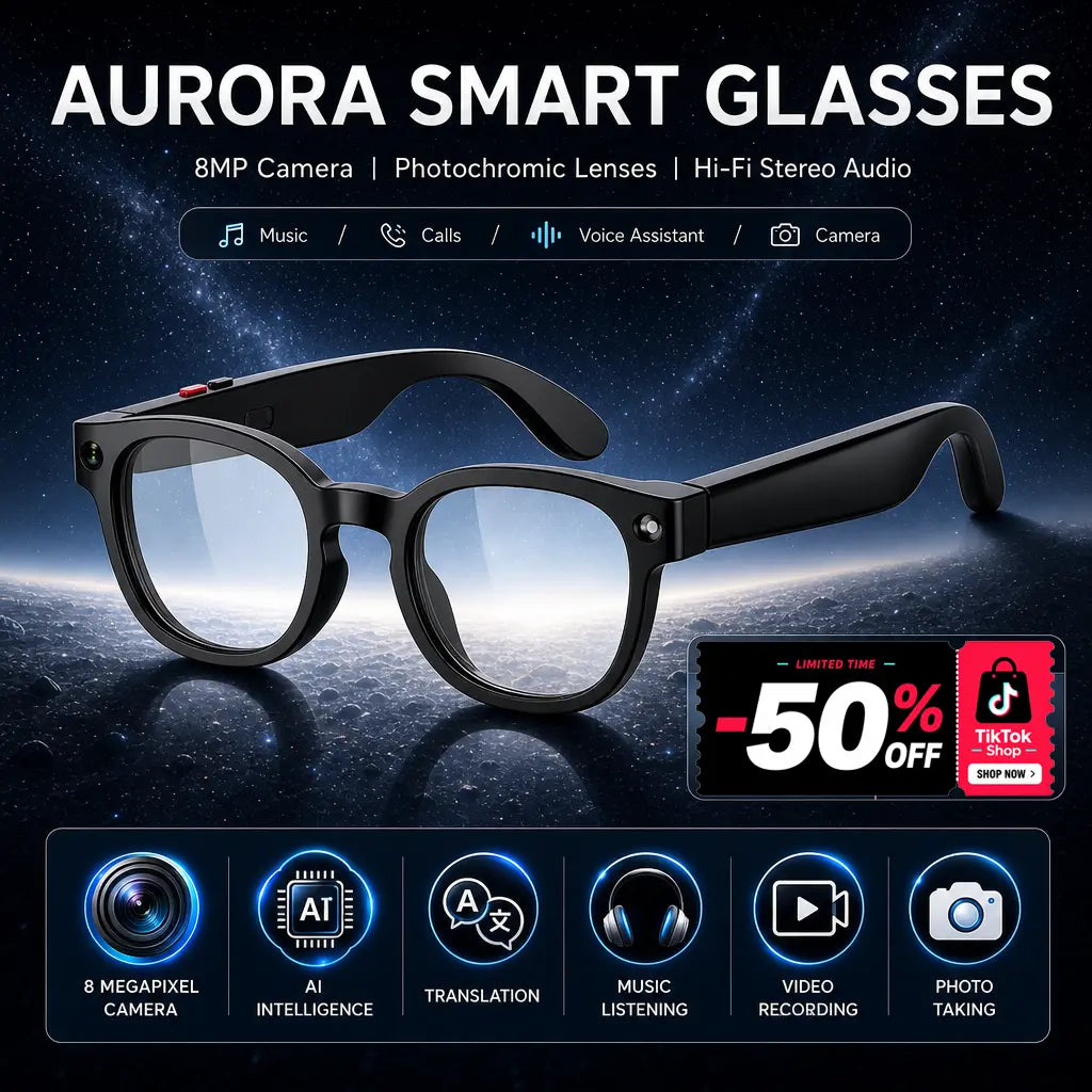 Sightflow Smart AI Camera Glasses, 8MP Photochromic Uv-Protection Lenses, 160+ Languages Real-Time Translation, Bluetooth Audio, Hands-Free Photo & Video Capture, Button Touch Control, for Travel Outdoor Daily Use, Compatible with Ios & Android
