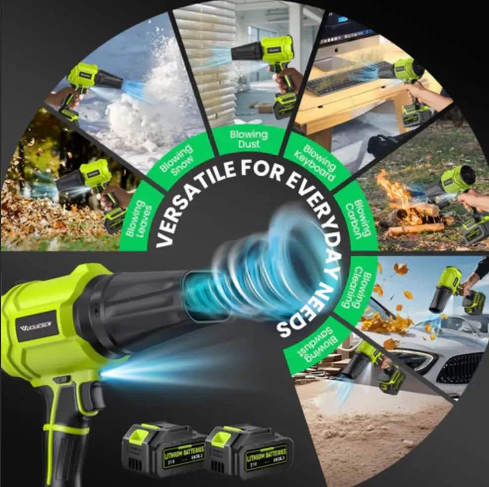 【Fathersdaygift】Yuquesen Cordless Leaf Blower, Handheld Leaf Blower with 2 X 4.0Ah Batteries & Charger, Lightweight Leaf Blowers for Patio Cleaning, Lawn Care, Leaves, Dust - Light Green,#Summervibes